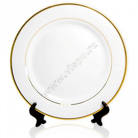 Тарелка керамическая белая с золотым ободком для сублимации. (d=18.7х11.0 см, m=350 г)